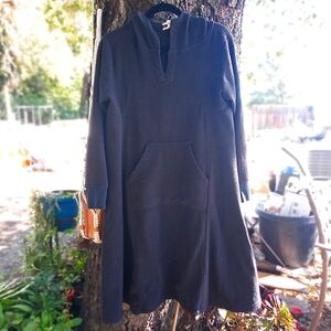 Avatar Black Hooded Fleece Dress with Pocket